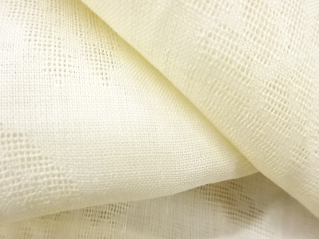  アンティーク　本麻透かし織　流水に松菊模様長襦袢